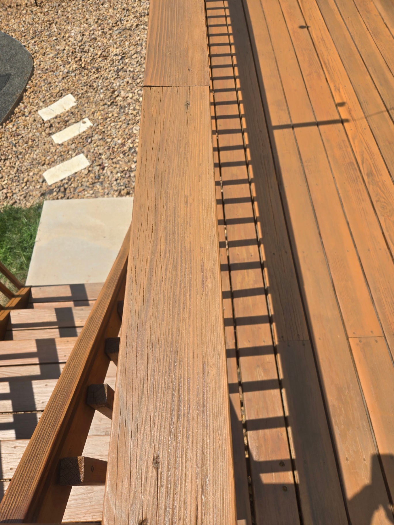 Deck railing detail — before & after — after