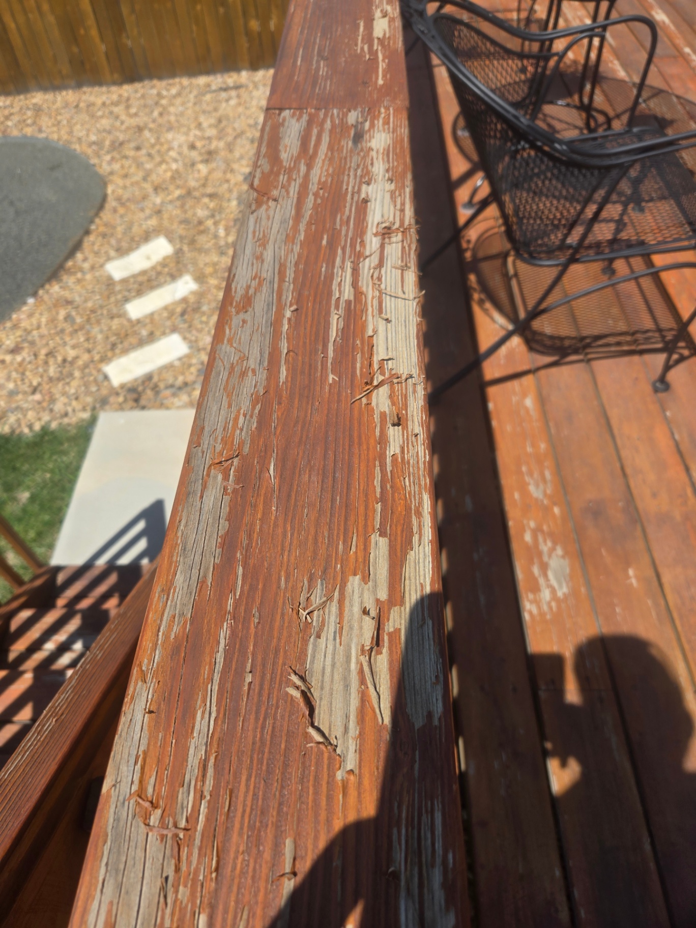 Deck railing detail — before & after — before