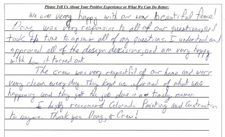 Handwritten customer satisfaction note 6