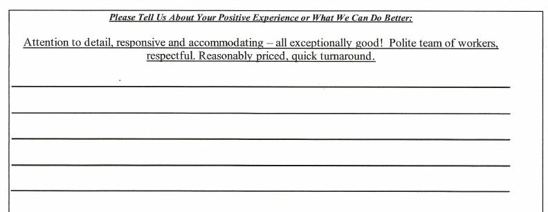 Handwritten customer satisfaction note 5