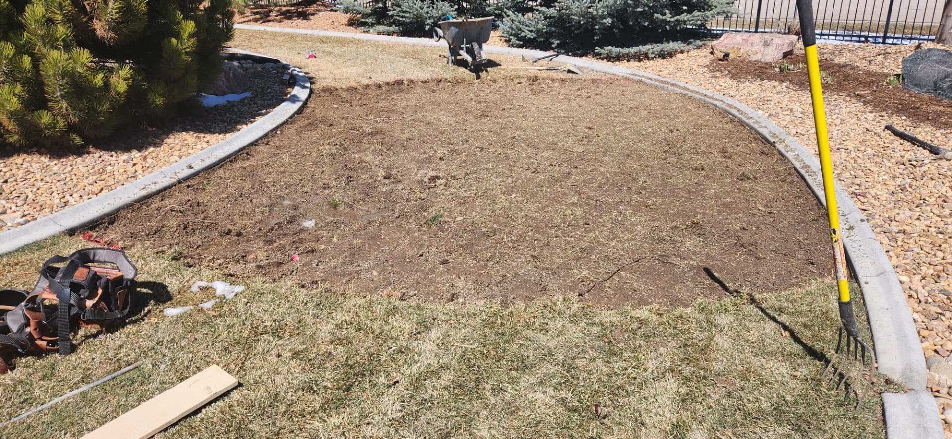 Custom stamped concrete patio — before