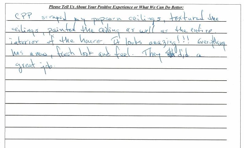 Handwritten customer satisfaction note 7